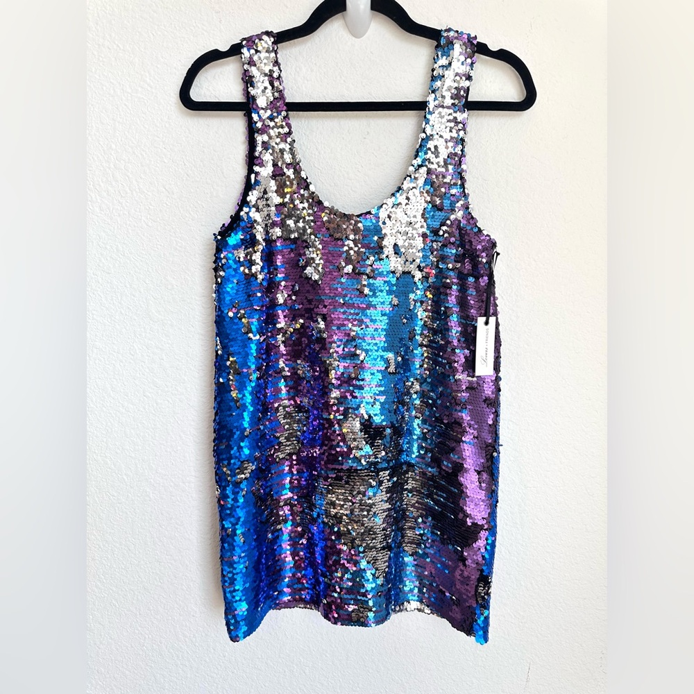 NWT Lovers + Friends Perfect Ending‎ Sequin disco Mini Dress XS